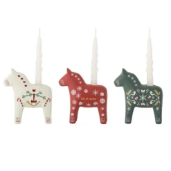 Bloomingville Kerzenhalter Pferd Siffer Rot 3er-Set