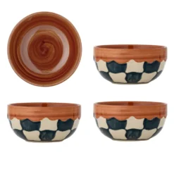 Bloomingville Schale Check Blau 4er-Set