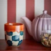 Bloomingville Tasse Check Blau 4er-Set