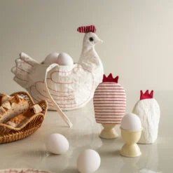 Bungalow Denmark Eierwärmer Chickens White/Red 2er-Set