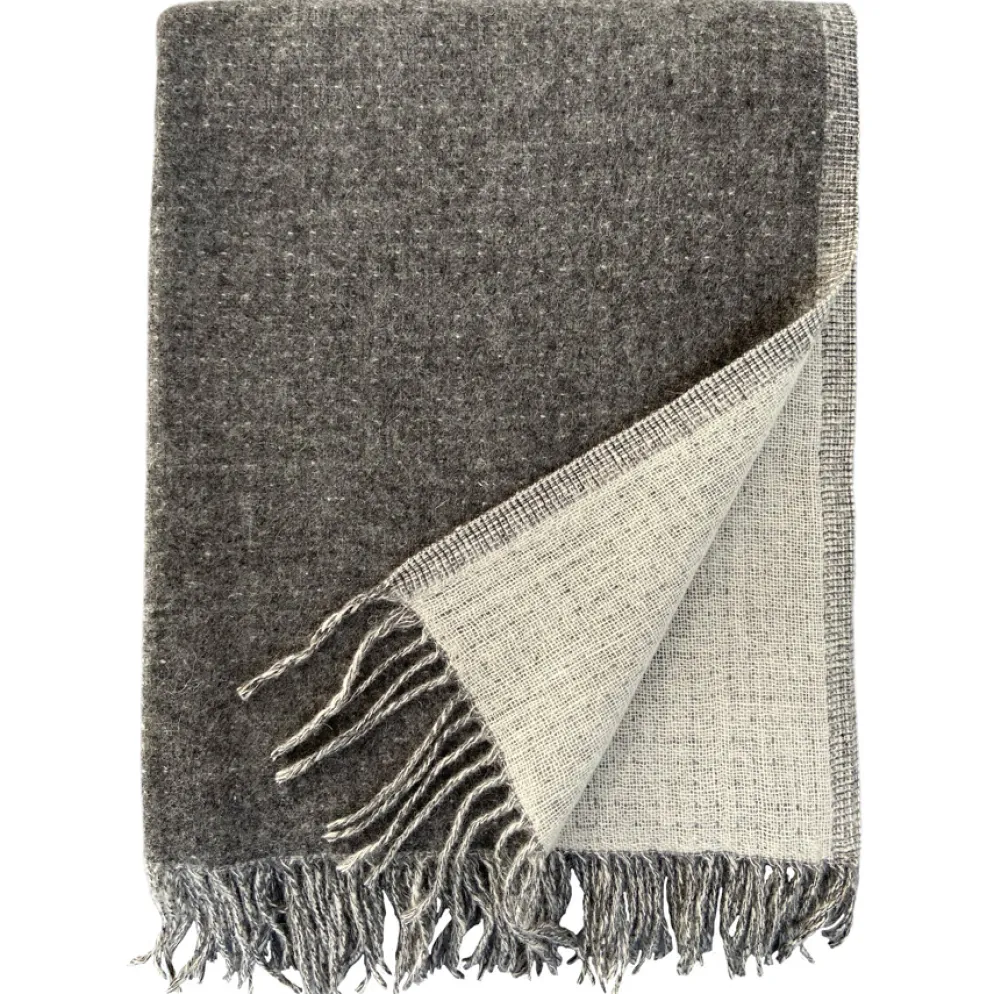 Erika Vaitkute Merinoplaid DUO Dunkelgrau/Weiss 140x200
