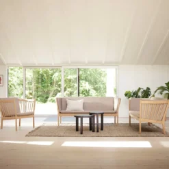 FDB Møbler J149 Sofa 3-Sitzer Eiche lackiert Beige