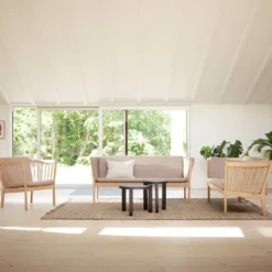 FDB Møbler J148 Sofa 2-Sitzer Eiche lackiert Beige