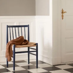 FDB Møbler J80 Stuhl Buche Steel Blue