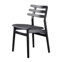 FDB Møbler J48 Stuhl Schwarz/Schwarz Leder