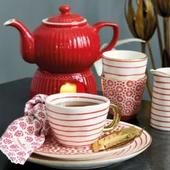 GreenGate Teekannen-Stövchen Alice Red