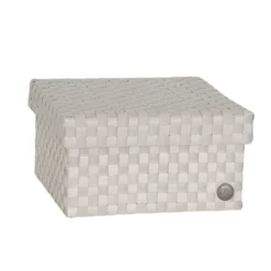 Handed By Korb mit Deckel Cube pale grey/champagne large