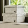 Handed By Korb mit Deckel Cube pale grey/champagne medium
