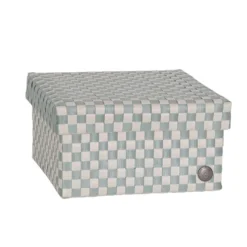 Handed By Korb mit Deckel Cube eucalyptus/champagne large
