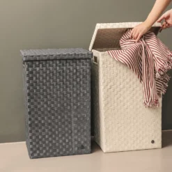 Handed By Wäschekorb Cube champagne mit Griffen