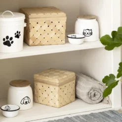 IB LAURSEN Dose für Hundefutter Weiß Holzdeckel 2,2 L