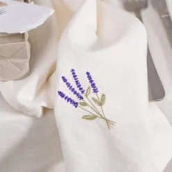 IB LAURSEN Stoffserviette Flora butter cream mit Lavendel 2er-Set