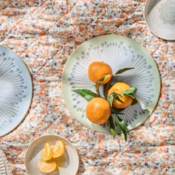 IB LAURSEN Tagesdecke Quilt mit orangen und blauen Blumen