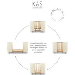Kas Kopenhagen Babybett Kai White Oak inkl. Matratze