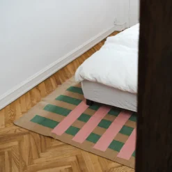 Matias Moellenbach Teppich Jute Green & Pink Stripes