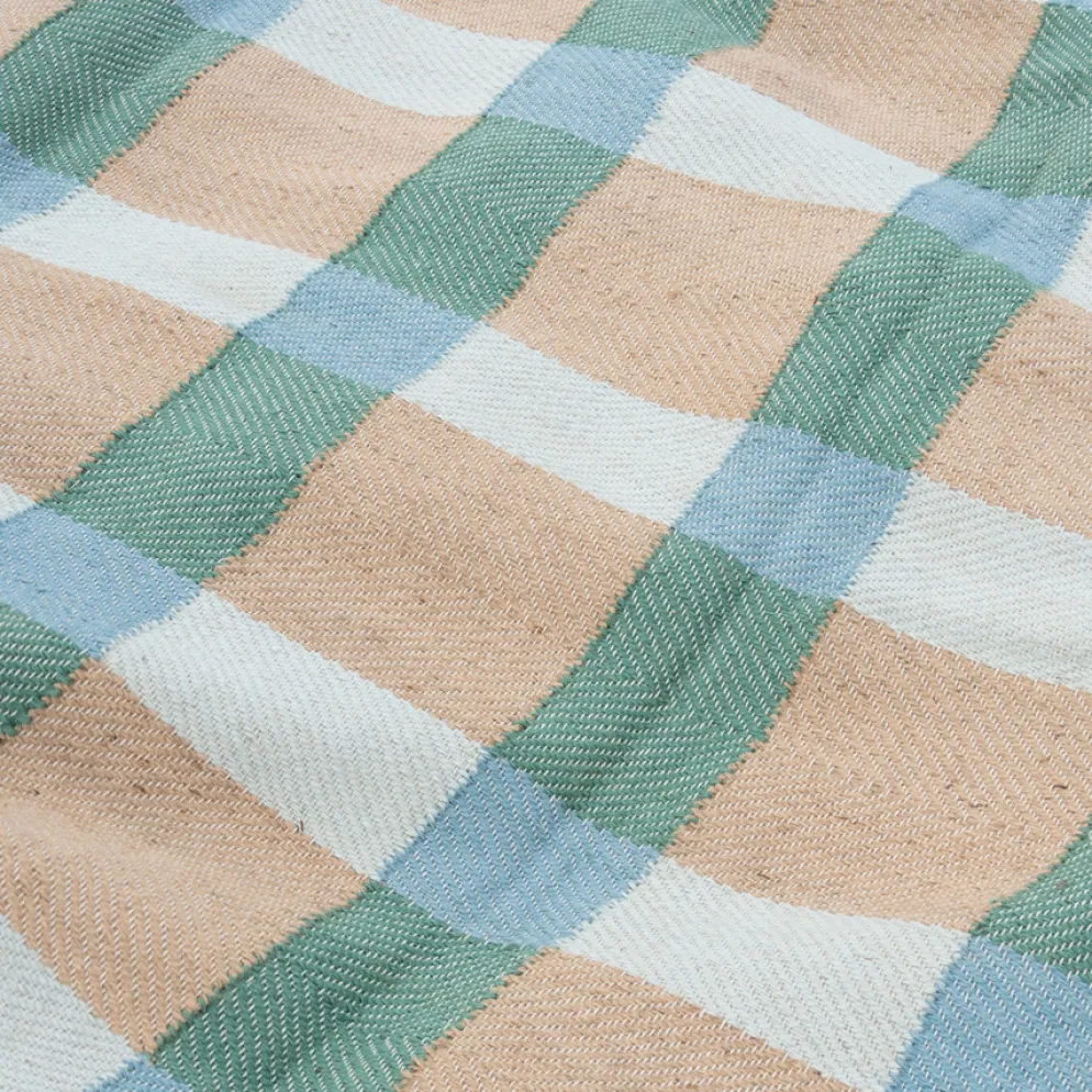 Matias Moellenbach Teppich Jute green and blue stripes