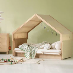 Oliver Furniture Camp Novel Betthimmel mit Stickerei für Hausdach ungefärbt