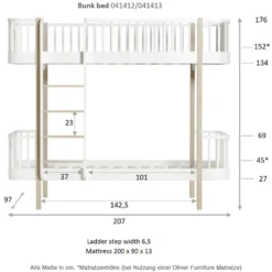 Oliver Furniture Etagenbett Wood Original Weiß - Leiter Vorne