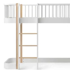 Oliver Furniture halbhohes Hochbett Wood Original Weiß/Eiche - Leiter vorne 138 cm