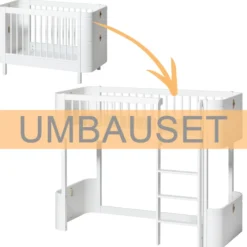 Oliver Furniture Umbauset für Baby- und Kinderbett Wood Mini+ zum halbhohen Hochbett Weiß