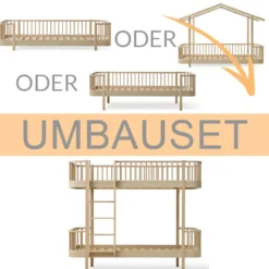 Oliver Furniture Umbauset Wood Original Bodenbett/Hausbett/Bettsofa zum Etagenbett Eiche