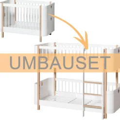 Oliver Furniture Umbauset Wood Mini+ Basic zum halbhohen Etagenbett Weiß/Eiche