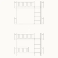 Oliver Furniture Umbauset Wood Mini+ halbhohes Hochbett zum halbhohen Etagenbett Weiß