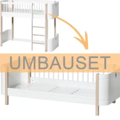 Oliver Furniture Umbauset Wood Mini+ halbhohes Hochbett zum Juniorbett Weiß/Eiche