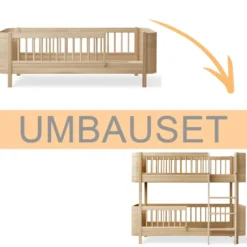 Oliver Furniture Umbauset Wood Mini+ Juniorbett zum halbhohen Etagenbett Eiche