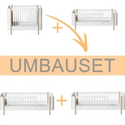 Oliver Furniture Umbauset Wood Mini+ Basic und Geschwisterset zu 2 Juniorbetten Weiß/Eiche
