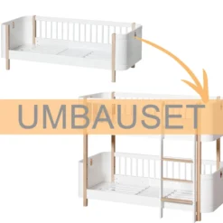 Oliver Furniture Umbauset Wood Mini+ Juniorbett zum halbhohen Etagenbett Weiß/Eiche