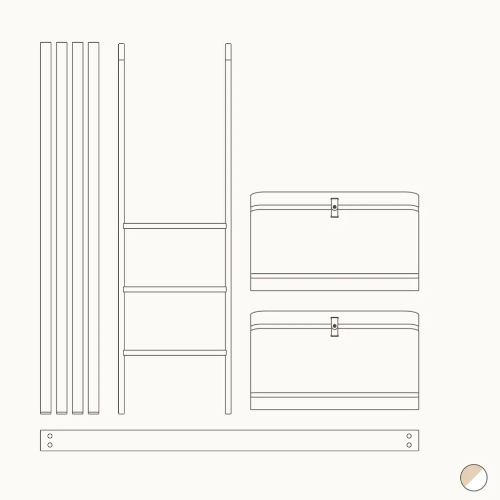 Oliver Furniture Umbauset Wood Mini+ Juniorbett zum halbhohen Hochbett Weiß/Eiche