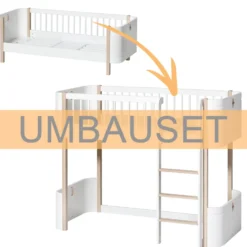 Oliver Furniture Umbauset Wood Mini+ Juniorbett zum halbhohen Hochbett Weiß/Eiche