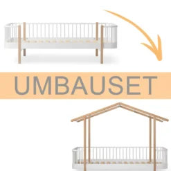 Oliver Furniture Umbauset Wood Original Bettsofa zum Hausbett weiß/Eiche