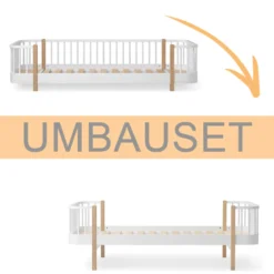 Oliver Furniture Umbauset Wood Original Bodenbett zum Einzelbett weiß/Eiche
