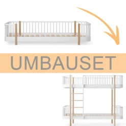 Oliver Furniture Umbauset Wood Original Bodenbett zum Etagenbett weiß/Eiche