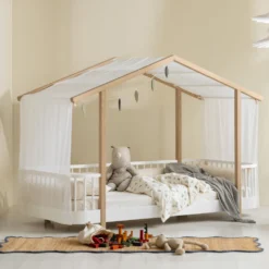 Oliver Furniture Umbauset Wood Original Einzelbett zum Hausbett weiß/Eiche