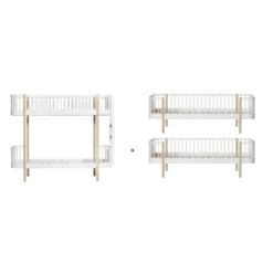 Oliver Furniture Umbauset Wood Original Etagenbett Leiter am Kopfteil zu 2 Bettsofas, Weiß/Eiche