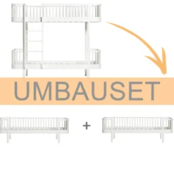 Oliver Furniture Umbauset Wood Original Etagenbett zu 2 Bettsofas Weiß