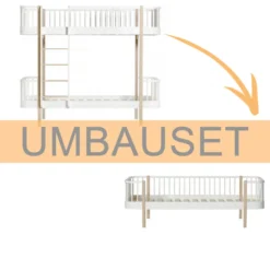 Oliver Furniture Umbauset Wood Original Etagenbett zum Bettsofa Weiß/Eiche