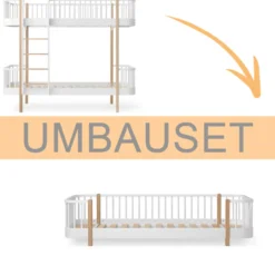 Oliver Furniture Umbauset Wood Original Etagenbett zum Bodenbett weiß/Eiche