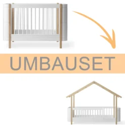 Oliver Furniture Umbauset Wood Mini+ Babybett zum Hausbett weiß/Eiche