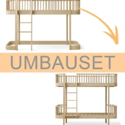 Oliver Furniture Umbauset Wood Original halbhohes Hochbett zum Etagenbett Eiche