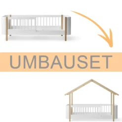 Oliver Furniture Umbauset Wood Mini+ Juniorbett zum Hausbett Eiche & weiß/Eiche