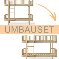 Oliver Furniture Umbauset Wood Original Etagenbett zum halbhohen Etagenbett Eiche