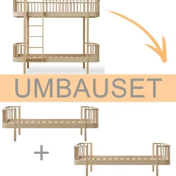 Oliver Furniture Umbauset Wood Original Etagenbett zu 2 Einzelbetten Eiche