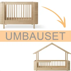 Oliver Furniture Umbauset Wood Mini+ Babybett zum Hausbett Eiche