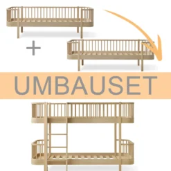 Oliver Furniture Umbauset 2 Wood Original Bettsofas zum halbhohen Etagenbett Eiche