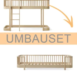 Oliver Furniture Umbauset Wood Original halbhohes Hochbett zum Bodenbett Eiche