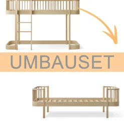 Oliver Furniture Umbauset Wood Original halbhohes Hochbett zum Einzelbett Eiche